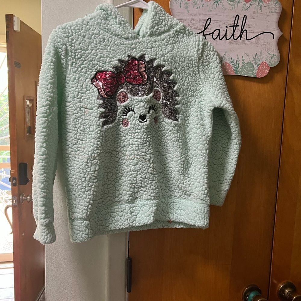 Sequin face design Long Sleeve Pullover with Hood